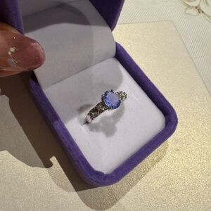 Blue fluorite stone on copper ring